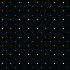 Small blue and white seamless polka dot pattern vector, Black background.