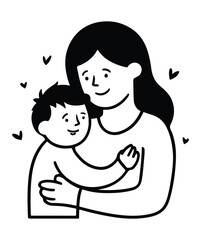 Mother  son vector silhouette