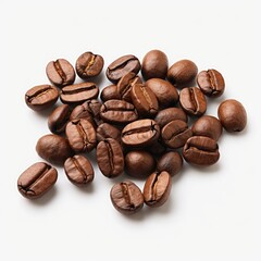 Photo of roasted coffee beans isolated on white background