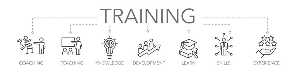 Training and learning business concept - thin line vector icon set - 767822754