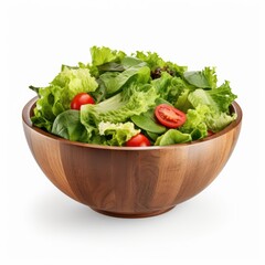 Photo of salad bowl isolated on white background