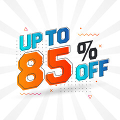 Sale of advertising campaign up to 85 Percent off promotional design.