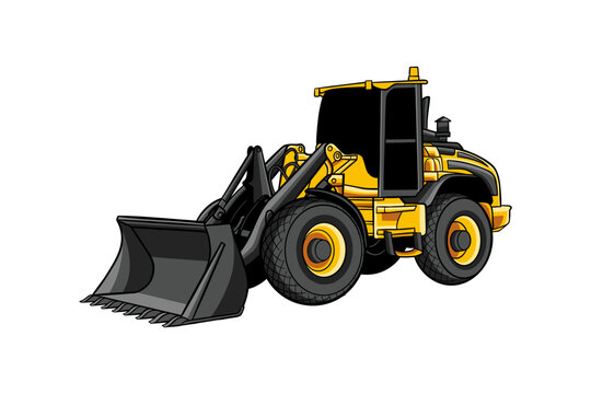 vector illustration of bulldozer with color