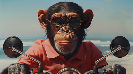 chimpanzee on scooter