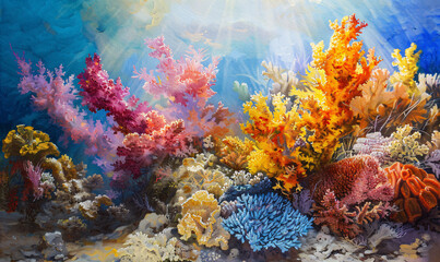 Naklejka na ściany i meble coral in the sea-generative aI
