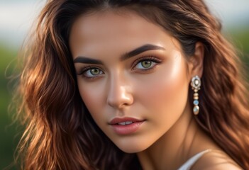 Naklejka premium A Portrait Of Breathtakingly Gorgeous, Exotic, Beautiful Woman. 