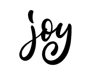 Joy hand lettering. Vector brush calligaphy design. Elegant typography. Modern handwritten text.