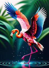 illustration of a flamingo - obrazy, fototapety, plakaty