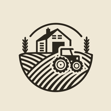 tracktor and farm logo design vector