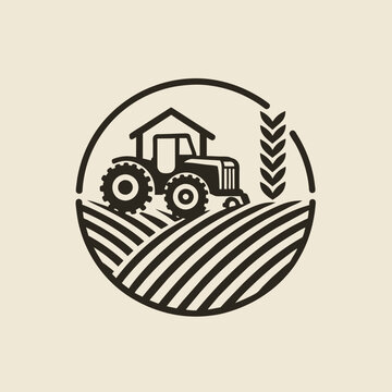 tracktor and farm logo design vector