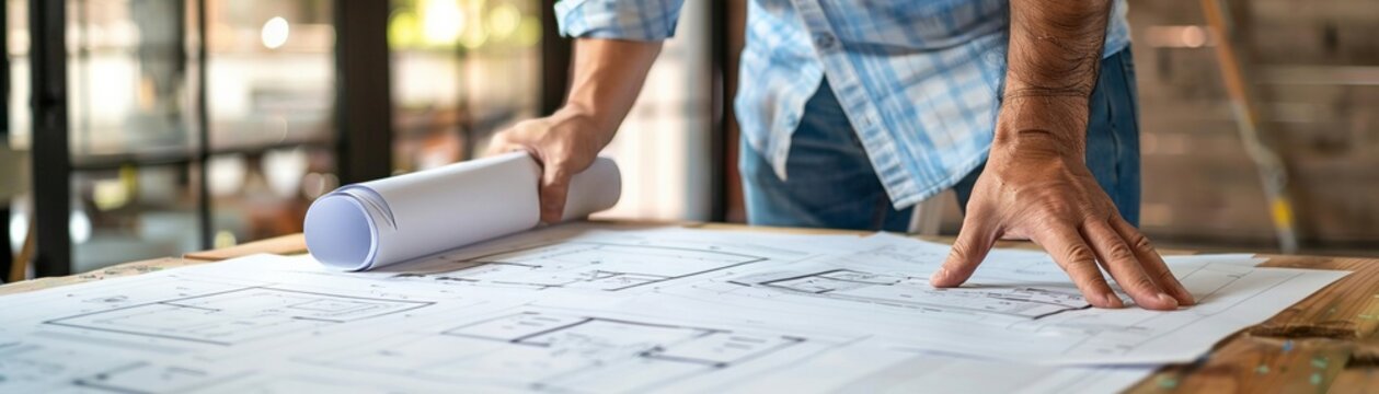 Architect Passing Blueprints to a Client