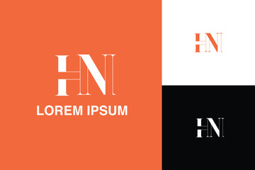 Alphabet Letters HN, NH, Initials Logo Monogram