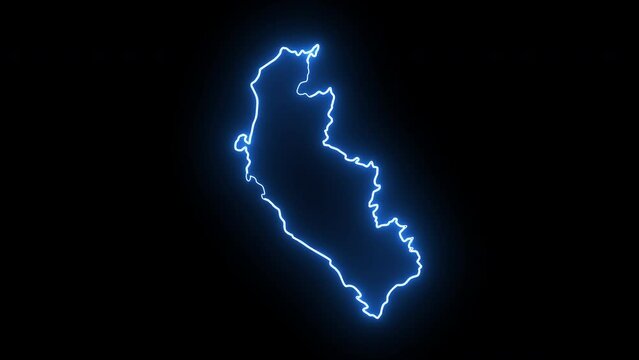 map of Ica in peru with glowing neon effect