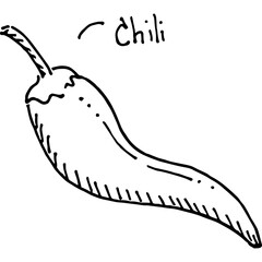 Hand-drawn sketch of a chili food vector art