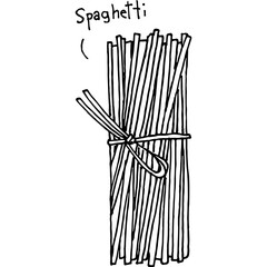 Black and white illustration of Spaghetti vector art