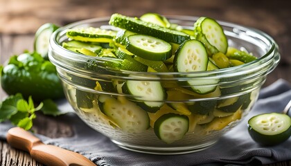 pickled cucumbers in a bowl
