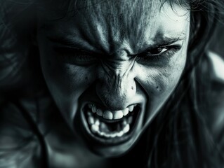 illustration emotion anger woman on dark background concept emotion anger man dark depressed aggression
