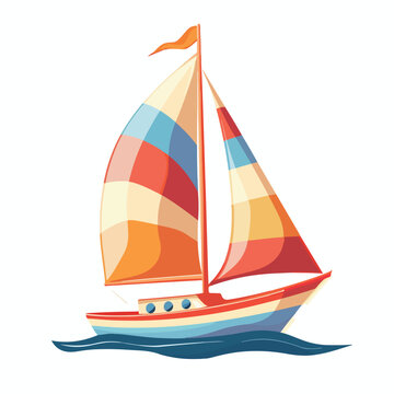 Sailboat with flag icon image cartoon vector illust
