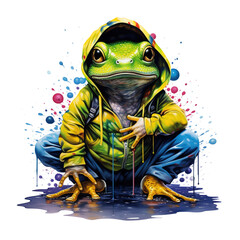 Cool frog on clean background, DTG Printing, DTF Transfer, Sublimation designs, Amphibian. Animals. Illustration, Generative AI.