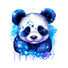 Colorful cute panda on clean background, DTG Printing, DTF Transfer, Sublimation designs, Wild Animals. Illustration, Generative AI.