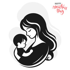 Happy Mother's day special silhouette design of mama and kid. For print, t-shirt, poster, label, gift, web banner, greeting card, design elements and many more.
