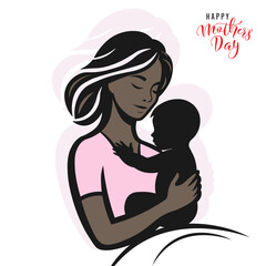 Happy Mother's day special silhouette design of mama and kid. For print, t-shirt, poster, label, gift, web banner, greeting card, design elements and many more.