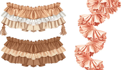 Raw textile edge and tassel braid ruffles