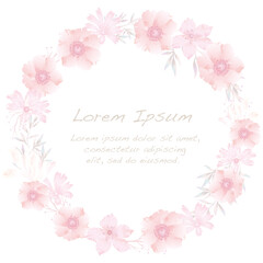 Vector Watercolor Round Floral Frame Isolated On A White Background. 