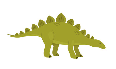 Green stegosaurus dinosaur. Prehistoric animal, jungle reptiles group, jurassic world evolution cartoon vector illustration