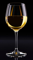 A glass of white wine on a dark background. AI generative. - 767831751