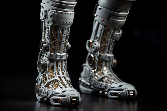Bionic prosthetic leg. Cybernetic technologies in prosthetics. Leg prosthesis. 