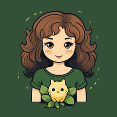 A cartoon girl, face pixelated for privacy, holds a yellow duckling
