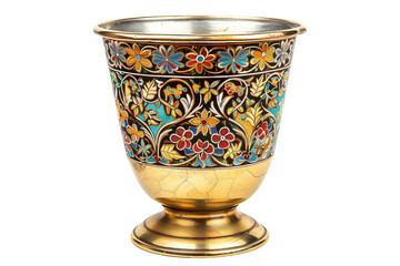 A Large Russian Gilded Silver and Shaded Enamel Beaker on Transparent Background