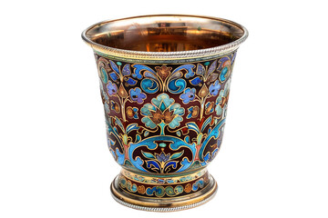 A Large Russian Gilded Silver and Shaded Enamel Beaker on Transparent Background