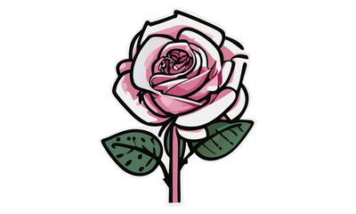 A Minimalist Pink Rose Drawing with Timeless Appeal Elegant Inked Beauty Flower Vector Isolated on White
