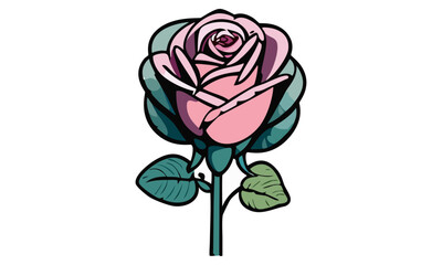 Classic Pink Rose Sketch with Chic Black Lines Timeless Elegance Flower Vector