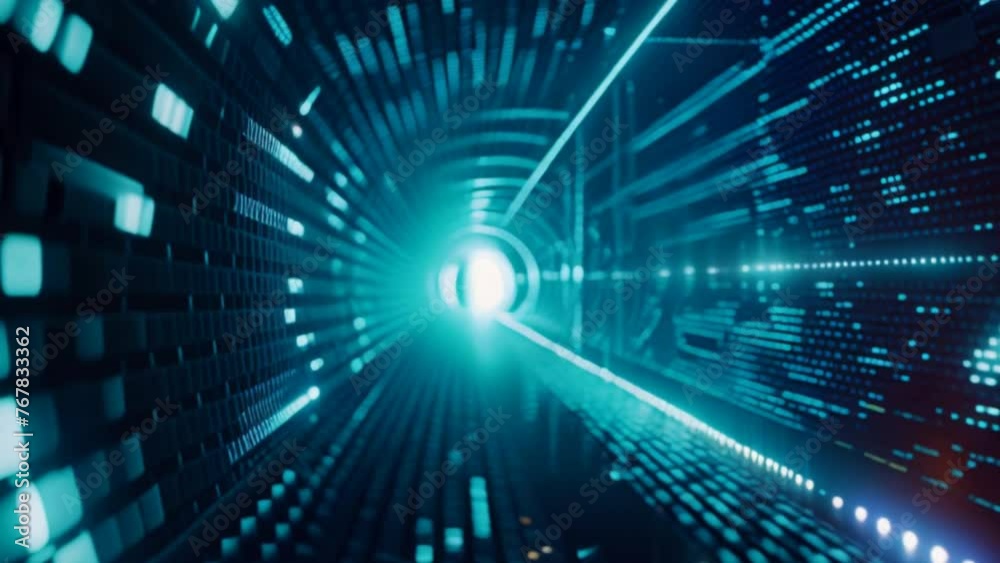 Leinwandbilder blue digital space: abstract technology background with code element