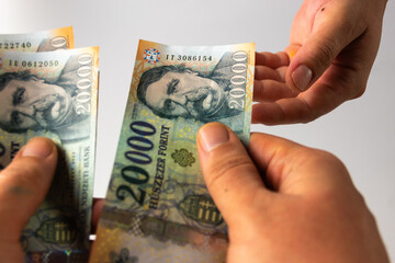 Hungarian banknotes in a hand