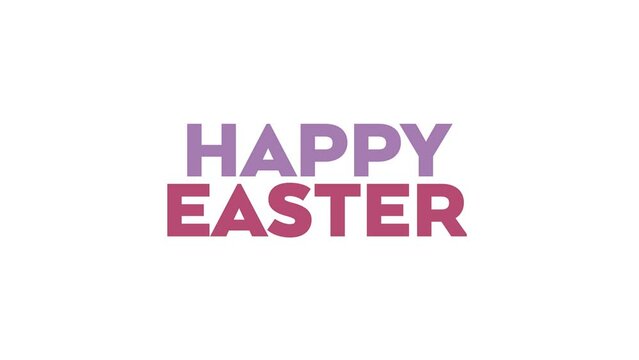 Happy Easter cinematic fade-in and fade-out seamlessly loopable minimal and colorful text animation on a white background great for celebrating and wishing happy easter