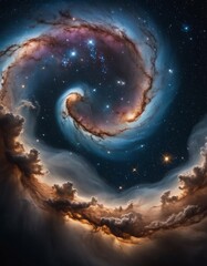 A breathtaking artwork of a galaxy swirling with stars, nebulas, and cosmic dust, capturing the vast beauty of the universe.