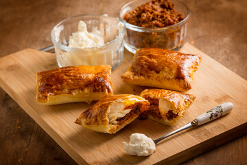 puff pastry filled with minced meat and cheese - 767835360