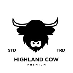 highland cattle cow illustration hand drawn symbol icon logo design