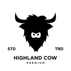 highland cattle cow illustration hand drawn symbol icon logo design