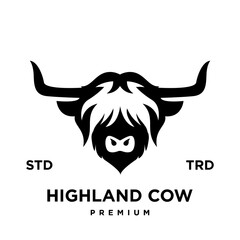 highland cattle cow illustration hand drawn symbol icon logo design