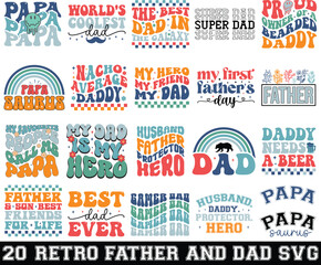 Retro Father's Day And Dad Svg Bundle, Dad SVG, Daddy, Best Dad SVG, Whiskey Label, Happy Fathers Day, Father's Day Svg, Dad SVG, Daddy, Best Dad SVG, Gift for Dad Svg, Retro Papa Svg, Funny Dad Svg,  - obrazy, fototapety, plakaty