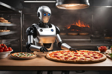 Roboter als Pizzabäcker in der Pizzaria - 767836987