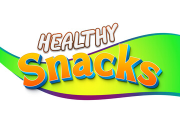 Snacks_Text_Effect. 3D outlined comic text effect. Fun snacks time graphic style on halftone abstract background.