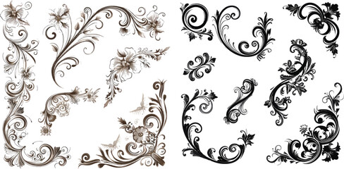  Ornamental curls border, royal ornaments and vintage