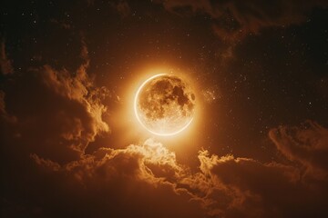 Solar eclipse with the moon and sun , professional color grading - obrazy, fototapety, plakaty