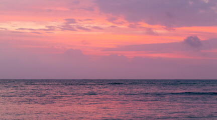 Shot of the dramatic sunrise by the sea. Nature